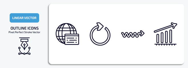 Poster - user interface outline icons set. user interface thin line icons pack included window interface, clockwise drawn arrow, scribble right arrow, increase success vector.