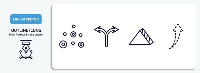 Poster - user interface outline icons set. user interface thin line icons pack included scatter circle, bifurcation, triangular, up broken line arrow vector.