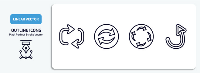 Poster - user interface outline icons set. user interface thin line icons pack included looping arrows, continuous, rotating arrows, turn up arrow vector.