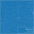Blueprint US city map of Ogilvie, Minnesota.