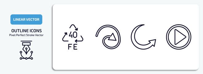 Poster - user interface outline icons set. user interface thin line icons pack included 40 fe, curve line, circular arrow, video play vector.