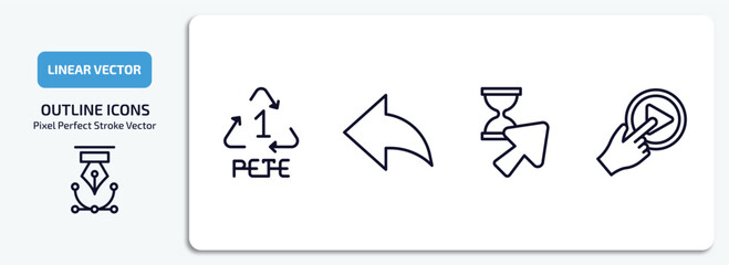 Poster - user interface outline icons set. user interface thin line icons pack included 1 pete, arrow address back, wait cursor, press play button vector.