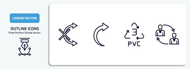 Poster - user interface outline icons set. user interface thin line icons pack included no tittling, right curve arrow, 3 pvc, job transition vector.