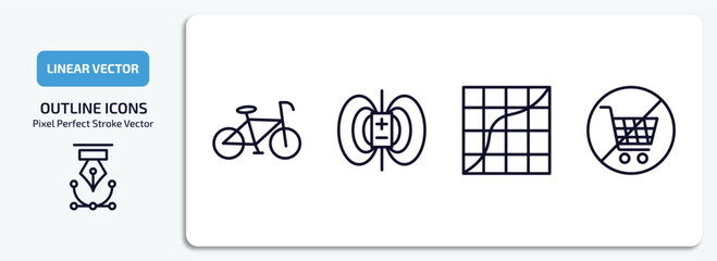Poster - traffic signs outline icons set. traffic signs thin line icons pack included bicycle, magnetic field, curves, no shopping cart vector.