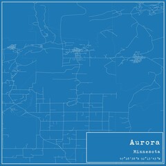  Blueprint US city map of Aurora, Minnesota.