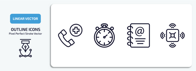 Poster - technology outline icons set. technology thin line icons pack included hospital phone, stopwatch running, email agenda, naensor vector.