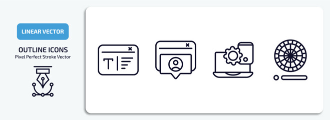 Poster - technology outline icons set. technology thin line icons pack included serif font, user-generated content, website optimization, colory theory vector.