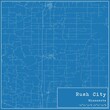 Blueprint US city map of Rush City, Minnesota.