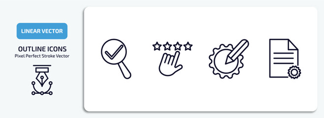 Poster - success outline icons set. success thin line icons pack included validate, rate, resources, project vector.
