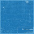 Blueprint US city map of Pittsville, Wisconsin.