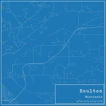 Blueprint US City Map Of Houlton, Wisconsin.