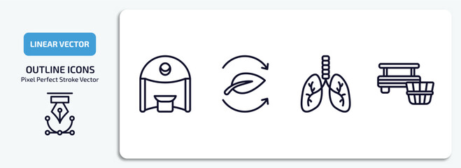 Poster - sauna outline icons set. sauna thin line icons pack included caldarium, fresh air supply, respiration, banja vector.