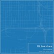 Blueprint US city map of Milwaukee, Wisconsin.