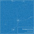 Blueprint US city map of Dodgeville, Wisconsin.