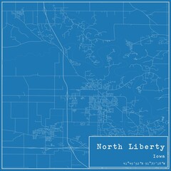  Blueprint US city map of North Liberty, Iowa.