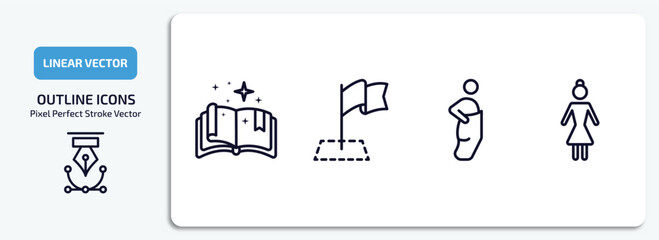 Poster - other outline icons set. other thin line icons pack included speell book, milestone, sack race, japanese demon vector.