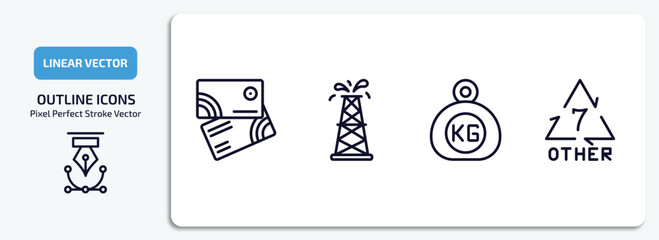 Poster - other outline icons set. other thin line icons pack included abstract business card, oil tower, kilograms, 7 other vector.