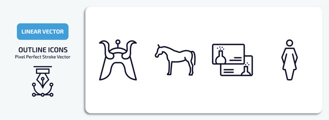 Poster - other outline icons set. other thin line icons pack included samurai head of japan, arab horse, chemistry business card, women's bathroom vector.