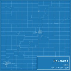 Blueprint US city map of Belmond, Iowa.