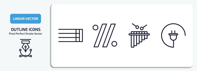 Poster - music and media outline icons set. music and media thin line icons pack included bold double bar lin