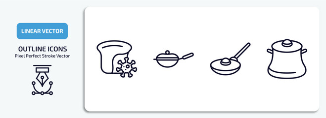 Poster - kitchen outline icons set. kitchen thin line icons pack included mould, skillet, frying pan, cooking pot vector.