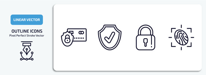 Poster - internet security outline icons set. internet security thin line icons pack included secure payment,