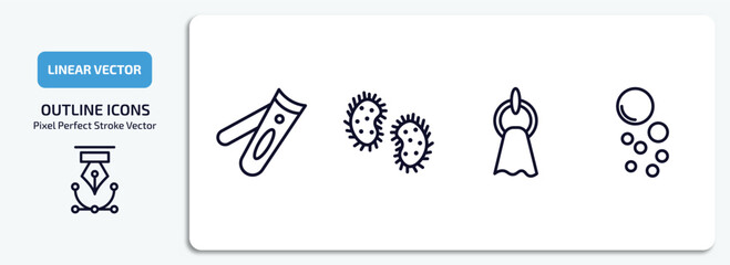 Poster - hygiene outline icons set. hygiene thin line icons pack included nail clippers, microbes, face towel, bubble vector.