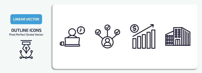 Poster - human resources outline icons set. human resources thin line icons pack included working, multitask, earnings, company vector.
