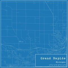  Blueprint US city map of Grand Rapids, Michigan.