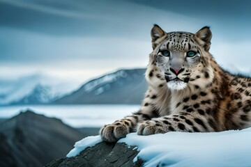 snow leopard in the snow