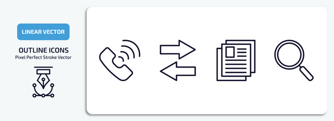 Aufkleber - human resources outline icons set. human resources thin line icons pack included call, compare, curriculum, searching vector.