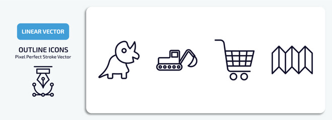 Poster - history outline icons set. history thin line icons pack included diaur, digger, cart, trifold vector.