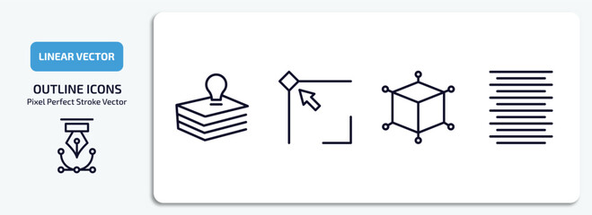 Poster - geometric figure outline icons set. geometric figure thin line icons pack included base, edit corner, 3d cube, center alignment vector.