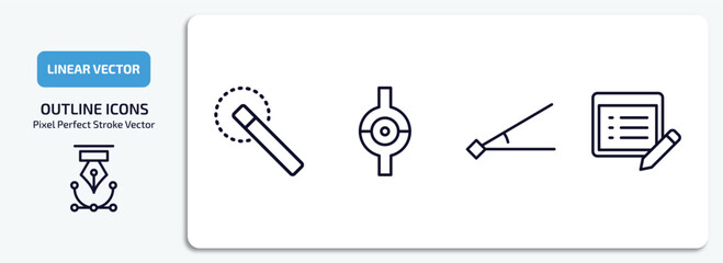 Poster - geometry outline icons set. geometry thin line icons pack included quick selection, joint, angle, properties vector.