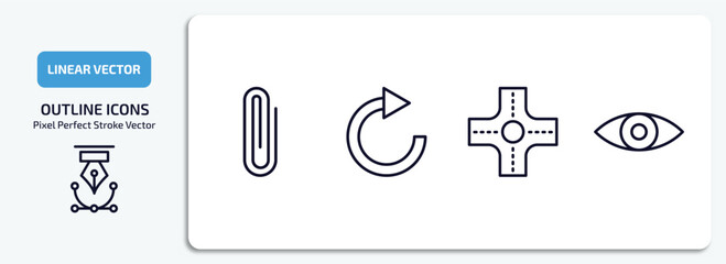 Poster - geometry outline icons set. geometry thin line icons pack included clip, redo, intersection, preview vector.