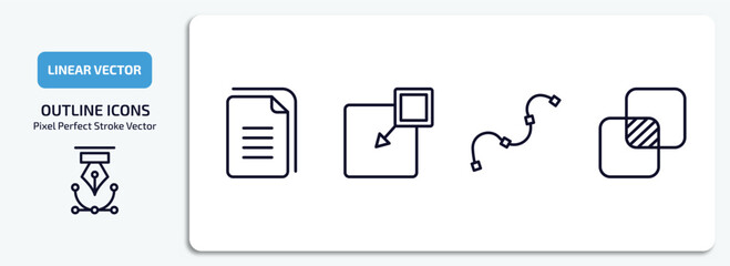 Poster - geometric figure outline icons set. geometric figure thin line icons pack included copy, insert, spline, unite vector.