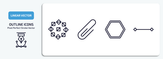 Poster - geometry outline icons set. geometry thin line icons pack included polygonal ornament, attach, octagon, line vector.