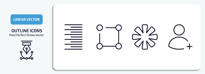 Poster - geometry outline icons set. geometry thin line icons pack included right align, ungroup, asterisk, join vector.