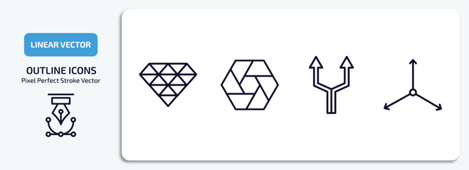 Poster - geometry outline icons set. geometry thin line icons pack included polygonal jewel, polygonal hexagon, parallel, axis vector.