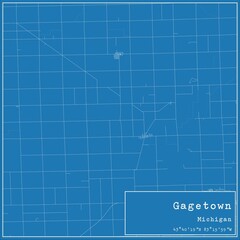 Blueprint US city map of Gagetown, Michigan.