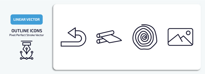 Poster - geometric figure outline icons set. geometric figure thin line icons pack included undo, off, spiral, background vector.