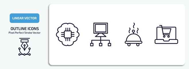 Poster - general outline icons set. general thin line icons pack included future technology, bpm, food delivery, ecommerce platform vector.