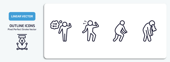 Poster - feelings outline icons set. feelings thin line icons pack included lost human, curious human, disappointed human, sick vector.