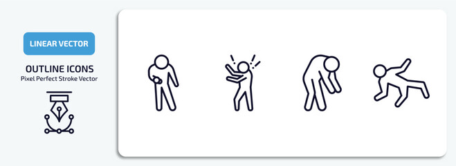 Poster - feelings outline icons set. feelings thin line icons pack included impatient human, rough human, drained human, ecstatic vector.