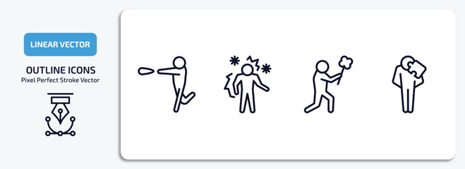 Poster - feelings outline icons set. feelings thin line icons pack included super human, chill human, sorry human, incomplete vector.