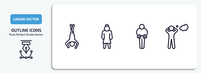 Poster - feelings outline icons set. feelings thin line icons pack included bored human, beautiful human, guilty human, stressed vector.