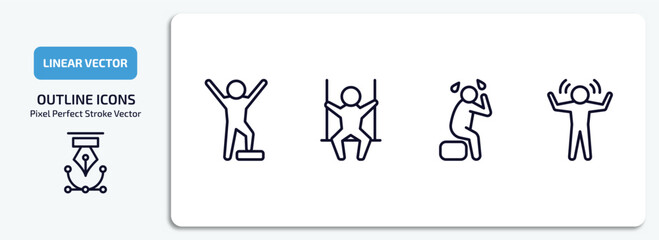 Poster - feelings outline icons set. feelings thin line icons pack included proud human, free human, depressed human, amazed vector.