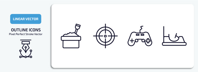 Poster - arcade outline icons set. arcade thin line icons pack included sandbox, shooter, gamepad, bumper car