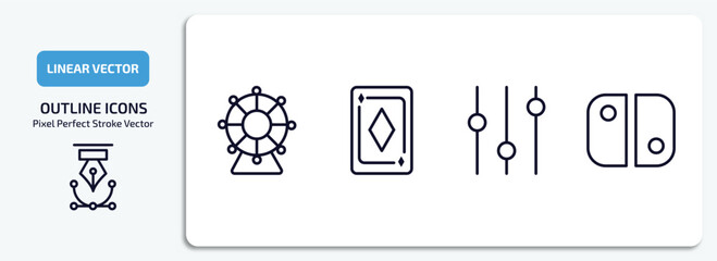Poster - arcade outline icons set. arcade thin line icons pack included spinning wheel, ace of diamonds, controls, switch vector.