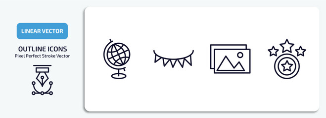 Poster - education outline icons set. education thin line icons pack included earth globe, garland, pictures, proud vector.